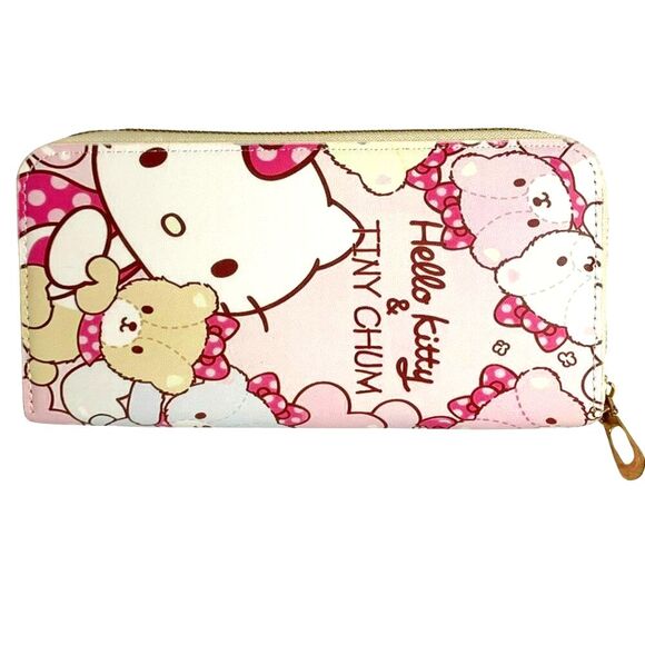 Hello Kitty Zip Around Wallet Pink and White Wallet 7.5" x 4" - Picture 1 of 7